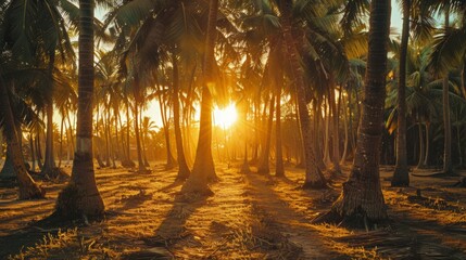 Wall Mural - Dusk Among the Coconut Trees