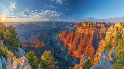 scenic view of a canyon with a sunset