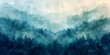 © Asad - Foggy forest landscape in the mountains. Watercolor illustration background.