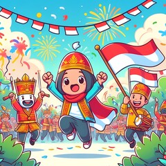 Wall Mural - illustration representing Indonesia Independence Day