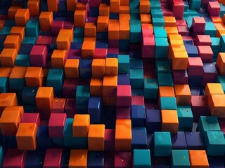 Vibrant 3D Cubes Background, generative AI