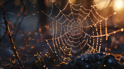 spider web in the morning