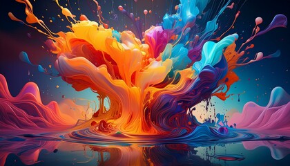 Wall Mural - colorful liquid explosion created with advanced technology. concept liquid art, technology, colorful