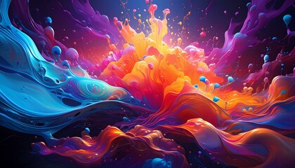 Wall Mural - Colorful liquid explosion created with advanced technology. Concept Liquid Art, Technology, Colorful Creations.