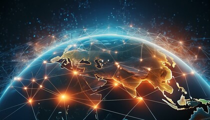 Wall Mural - connecting the global tech network illuminating interconnections across the cyber planet. concept gl