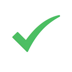 Green check mark symbol isolated on transparent background, representing approval, correctness, and verification in a digital format.