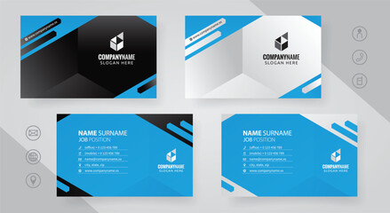 Wall Mural - Set of blue Modern Corporate Business Card Design Templates, vector eps 10