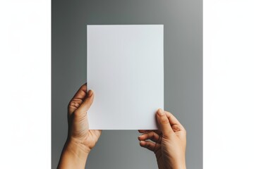 Blank paper mockup on hand created with generative AI