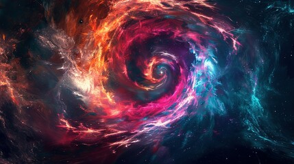 Colorful vortex energy, cosmic spiral waves, and multicolor swirl explosion, Abstract futuristic digital background wallpaper