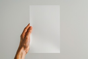 Blank paper mockup on hand created with generative AI