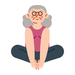 Sticker - senior woman practicing zen position on yoga