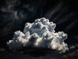 ©  Sokimimi Studio - A single, fluffy white cloud floats quietly in the center of a deep black background.