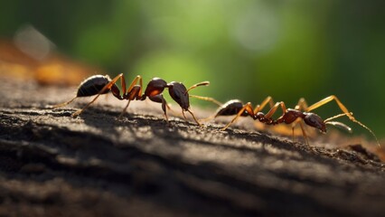 Soldier Ant Vigilantly Guarding Nest Entrance to Protect Against Intruders
