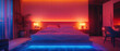 © Starkreal - Stylish bedroom with neon shelf lighting and luxury decor