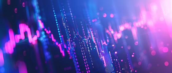 abstract background of coding software for stock market, blue and violet tone