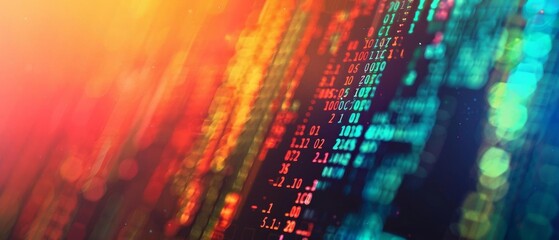abstract background of coding software for stock market, blue and violet tone