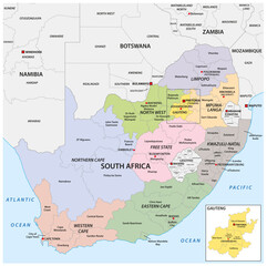 Poster - Map of the administrative divisions of South Africa