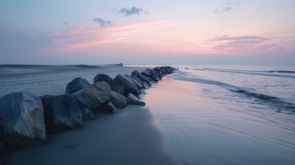 Wall Mural - Beach Jetty Rocks at Sunset