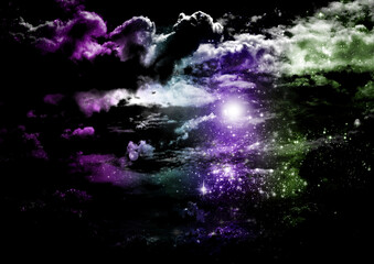 Wall Mural - galaxy in a free space. 3d rendering