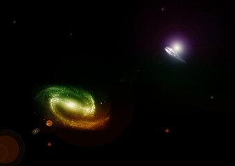 Wall Mural - galaxy in a free space. 3D rendering
