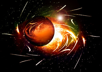 Wall Mural - galaxy in a free space. 3D rendering