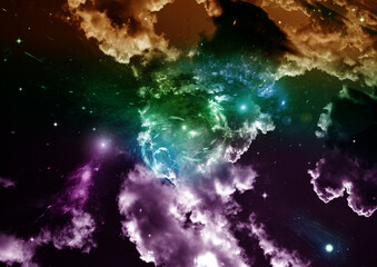 Wall Mural - galaxy in a free space. 3D rendering