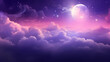 © Sonya - Purple gradient mystical moonlight sky with clouds and stars phone background wallpaper