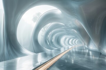 Wall Mural - beautiful futuristic interior organic forms with plants green nature
