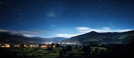 Wall Mural - a stunning night sky filled with mountains, the milky way, and twinkling stars, creating a picturesq