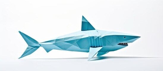 Wall Mural - animal origami depicted on a white background with a blue shark design, leaving room for additional 