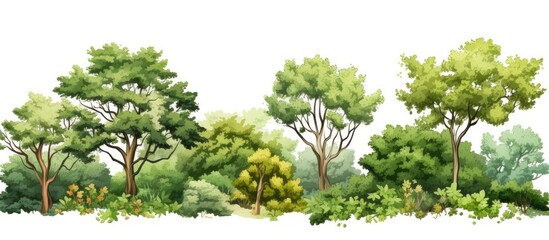 Sticker - a small forest is depicted against a white backdrop in this picture, providing a clippings path for 