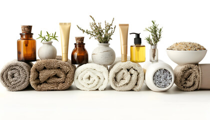 Poster - Set with different spa products isolated on white