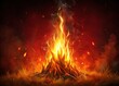 © Sompong - Realistic fire flames with smoke and sparkles, on background, burning red wildfire flames, bonfire silhouette, blazing fiery spurts of flame, fire, flames, smoke, sparkles,burning, wildfire