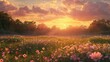 © KP - Sunset over a peaceful meadow with wildflowers