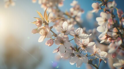 Wall Mural - Blooming almond tree with flowers in full bloom in springtime in the countryside : Generative AI