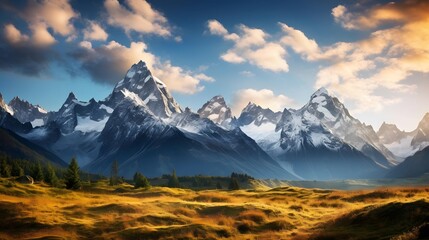 Wall Mural - Panoramic view of Mount Cook, New Zealand. Panoramic image.