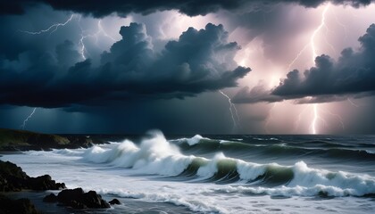 Stormy seascape background blue waves wave backdrop, banner poster header design