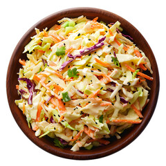 Wall Mural - [Transparent Background PNG]Coleslaw salad in a wooden bowl isolated on white