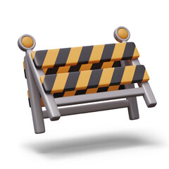 Wall Mural - Safety road barrier, portable fence. Collapsible barricade for repair work