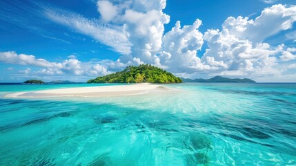 Wall Mural - Tropical white sandbar in the middle of the Caribbean Sea, AI generated