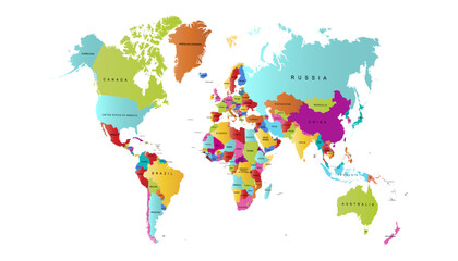  World map. Modern color vector map. Silhouette map.	