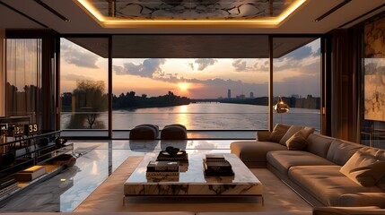 Wall Mural - sunset living room interior design