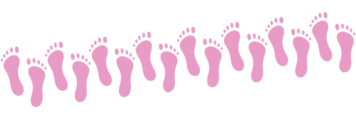 Wall Mural - foot, footprint, silhouette, shape, vector, pink, girl, print, child, cute, people, illustration, human, childhood, finger, symbol, baby feet hands, baby feet prints, baby feet vector, baby feet walki