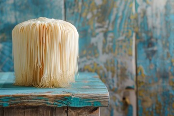 Lion's mane mushroom on a rustic wooden table