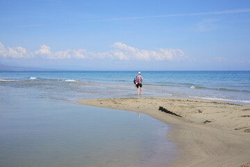 Wall Mural - Beach walk along the lagoon on the beach of Nei Pori, Olympic Riviera - Greece