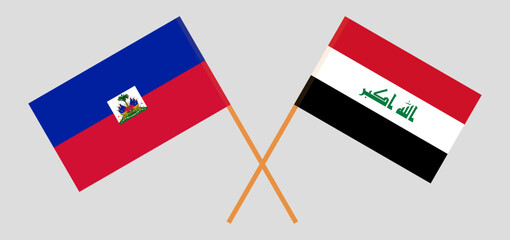 Wall Mural - Crossed flags of Haiti and Iraq. Official colors. Correct proportion
