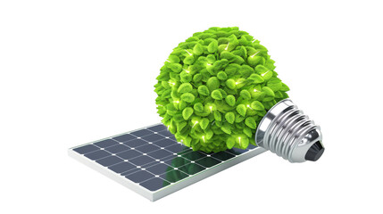 Wall Mural - a light bulb with leaves on top of a solar panel