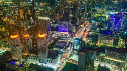 Wall Mural - Timelapse video of Bangkok city in Thailand at night