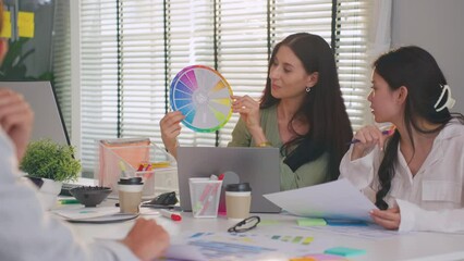 Wall Mural - Group of Asian businessman and businesswoman working in the office.