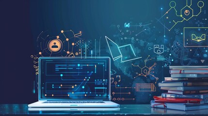 education internet online digital technology concept. e-learning education, online internet course l